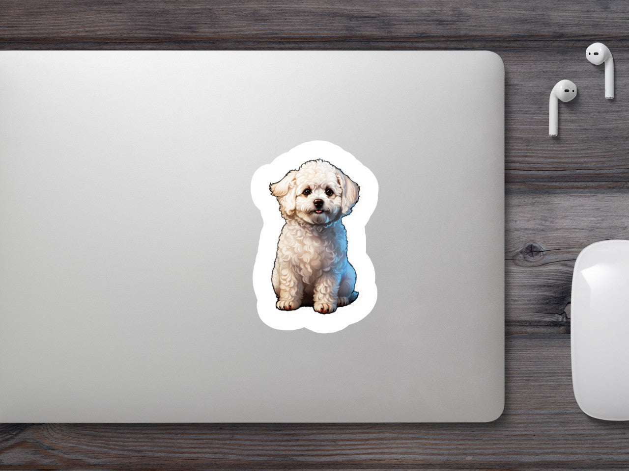 Set 2 bucati, Sticker decorativ, Bichon carliontat, Rezistent la apa, NO4730, 16 cm, Multicolor