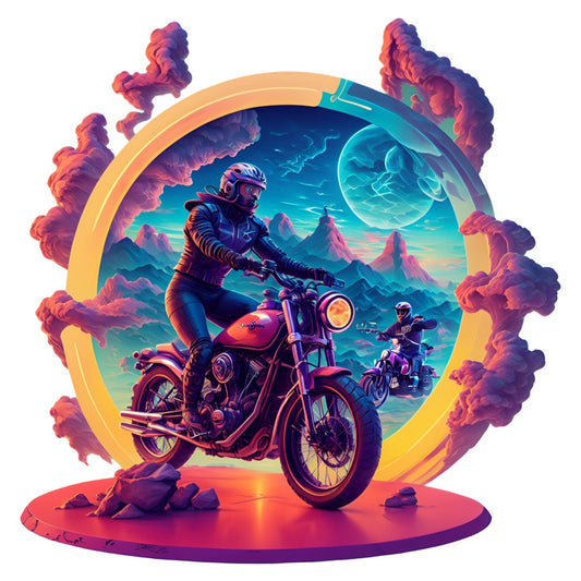 Set 2 bucati, Sticker decorativ, Biker bonanza, Rezistent la apa, NO6145, 16 cm, Multicolor