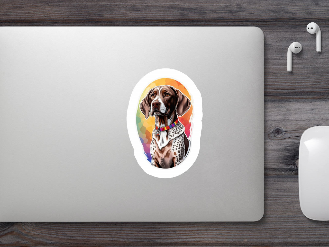 Set 2 bucati, Sticker decorativ, Brac german cu zgarda, Rezistent la apa, NO5315, 16 cm, Multicolor