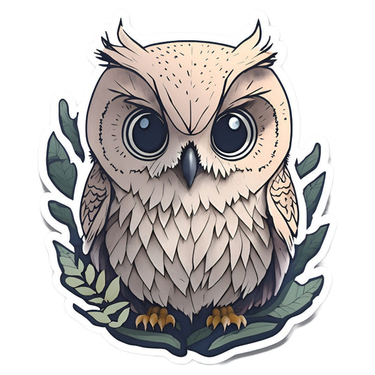 Set 2 bucati, Sticker decorativ, Bufnita in zavoi, Rezistent la apa, NO6514, 16 cm, Multicolor