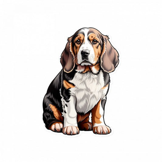 Set 2 bucati, Sticker decorativ, Caine bassett ganditor, Rezistent la apa, NO4777, 16 cm, Multicolor