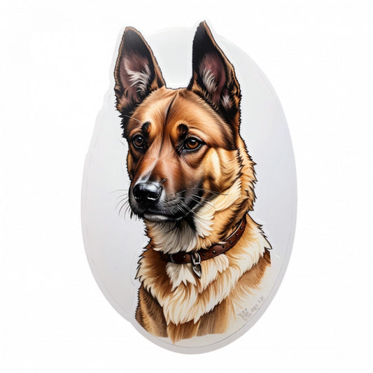Set 2 bucati, Sticker decorativ, Caine Belgian Malinois cu zgarda, Rezistent la apa, NO4757, 16 cm, Multicolor