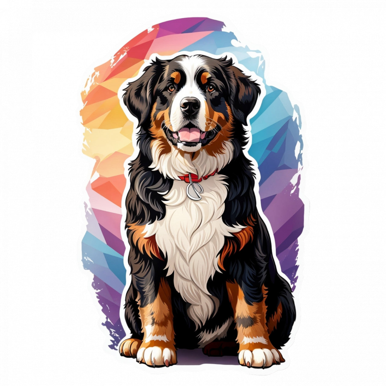 Set 2 bucati, Sticker decorativ, Caine Bernese de munte cu zgarda, Rezistent la apa, NO4737, 16 cm, Multicolor