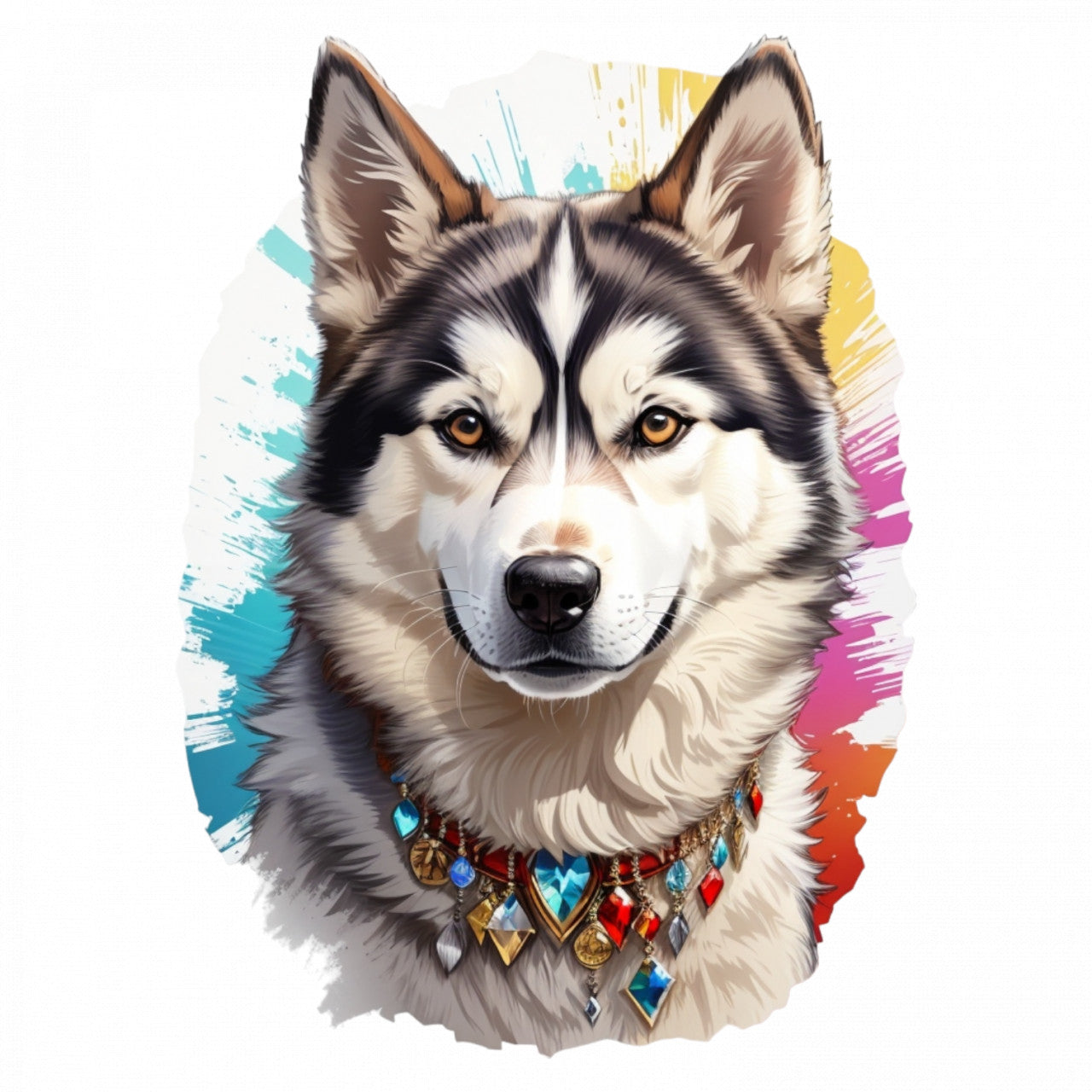 Set 2 bucati, Sticker decorativ, Caine Husky siberian, Rezistent la apa, NO5927, 16 cm, Multicolor