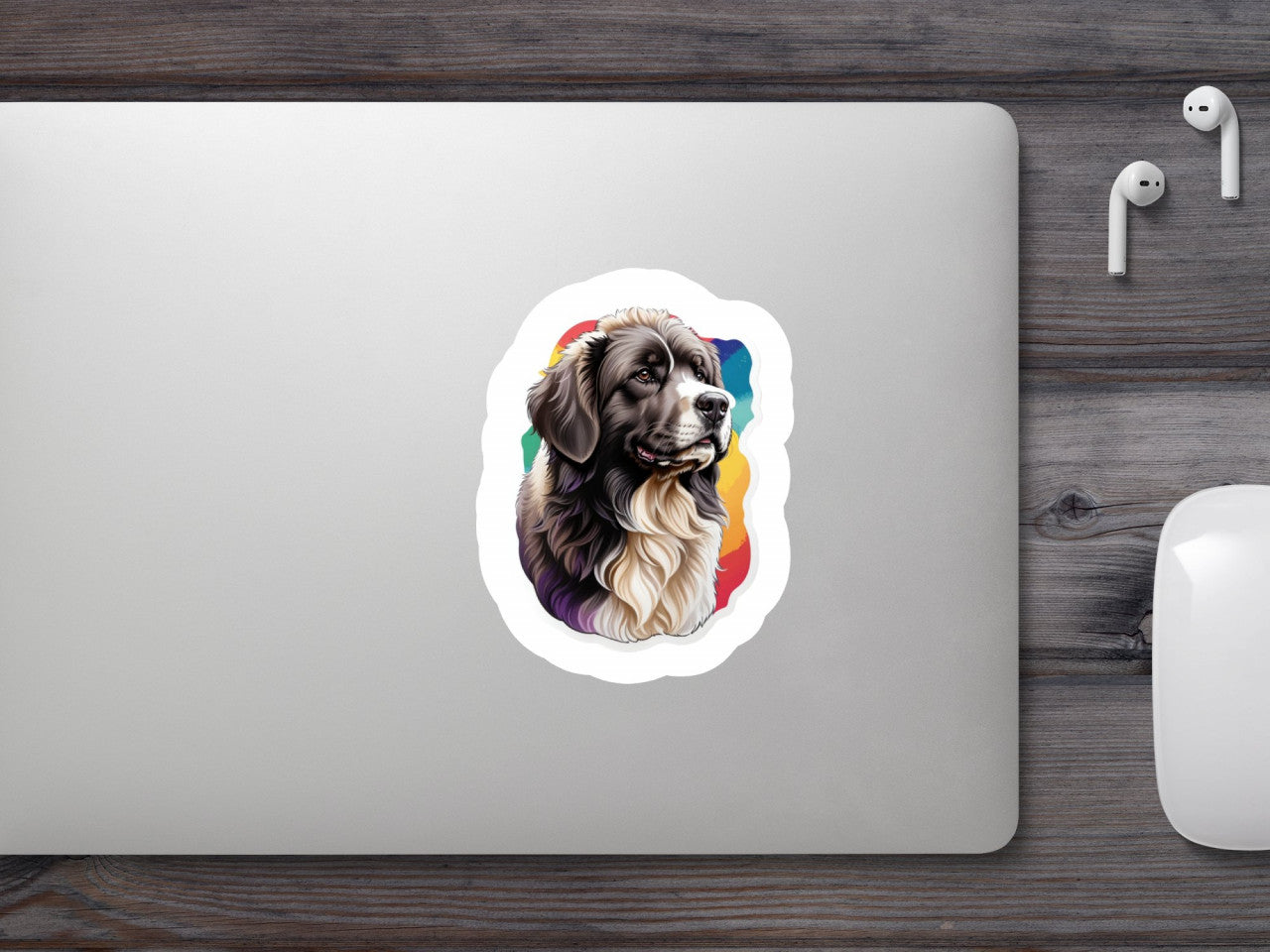 Set 2 bucati, Sticker decorativ, Caine Newfoundland, Rezistent la apa, NO5656, 16 cm, Multicolor