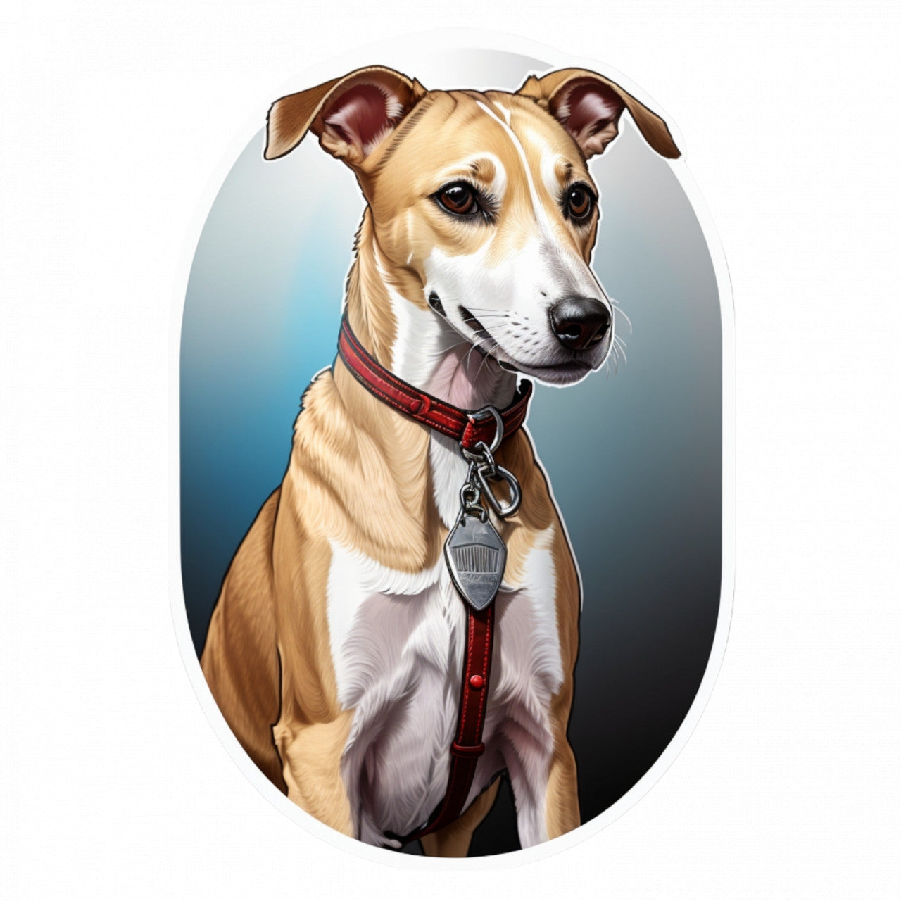 Set 2 bucati, Sticker decorativ, Caine Whippet cu medalion, Rezistent la apa, NO6074, 16 cm, Multicolor