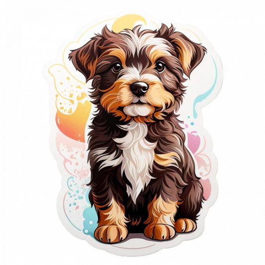 Set 2 bucati, Sticker decorativ, Caine York chocolate, Rezistent la apa, NO6102, 16 cm, Multicolor