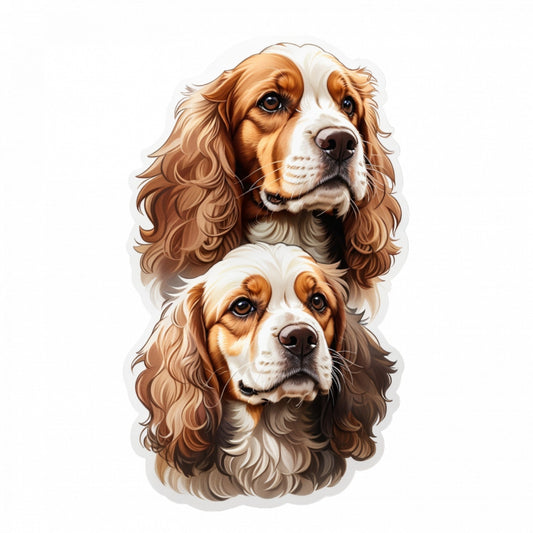 Set 2 bucati, Sticker decorativ, Caini Cocker spaniel, Rezistent la apa, NO5096, 16 cm, Multicolor