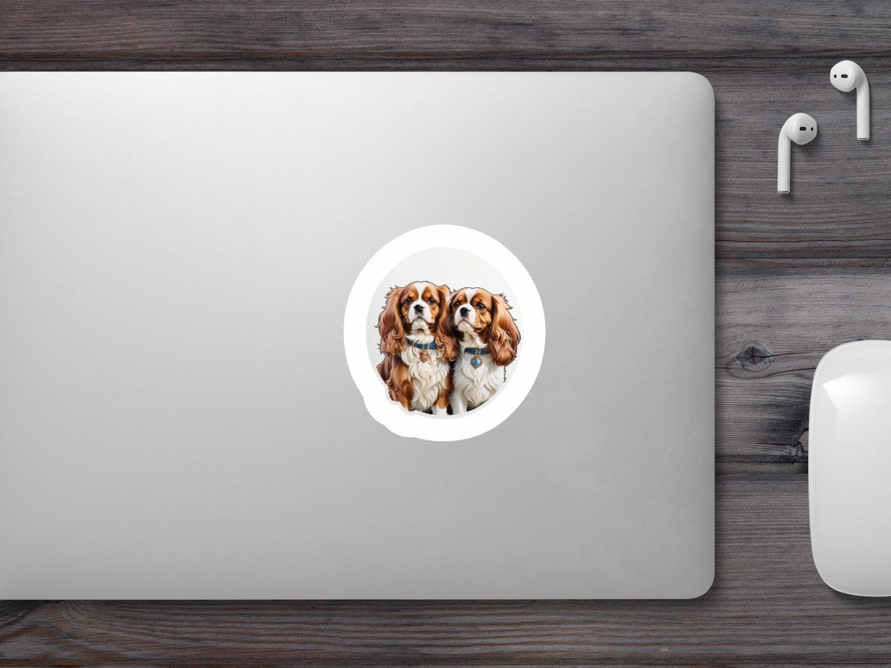 Set 2 bucati, Sticker decorativ, Caini rasa Spaniel cu medalioane, Rezistent la apa, NO5050, 16 cm, Multicolor