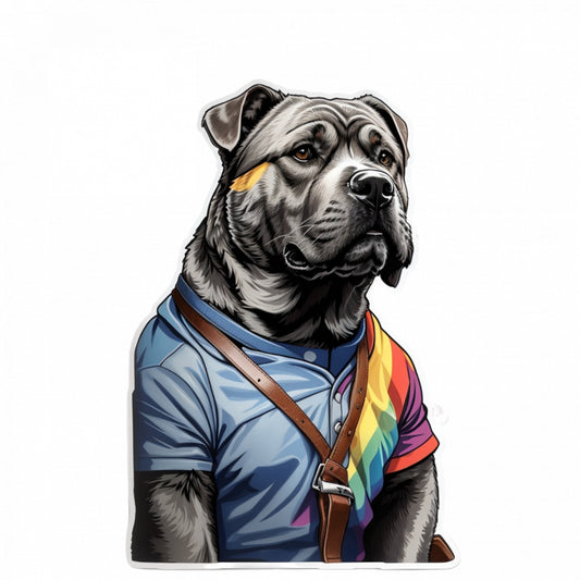 Set 2 bucati, Sticker decorativ, Cane corso cu bluza, Rezistent la apa, NO5034, 16 cm, Multicolor