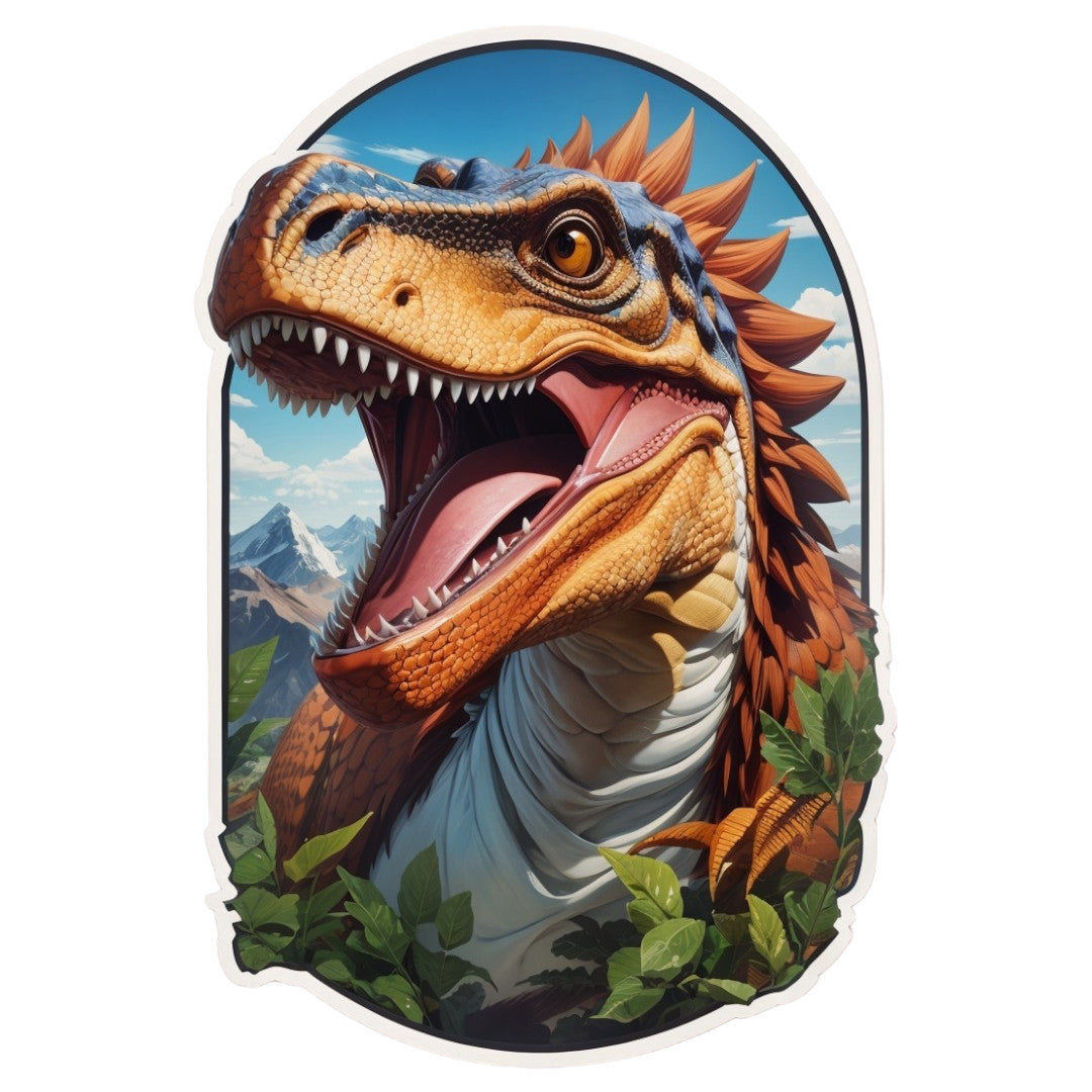 Set 2 bucati, Sticker decorativ, Cap de dinozaur, Rezistent la apa, NO6746, 16 cm, Multicolor