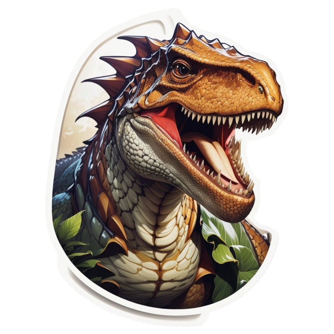 Set 2 bucati, Sticker decorativ, Cap de dinozaur, Rezistent la apa, NO6750, 16 cm, Multicolor