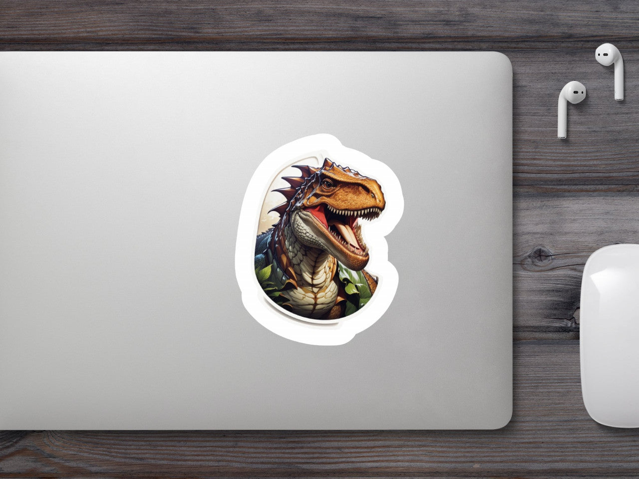 Set 2 bucati, Sticker decorativ, Cap de dinozaur, Rezistent la apa, NO6750, 16 cm, Multicolor