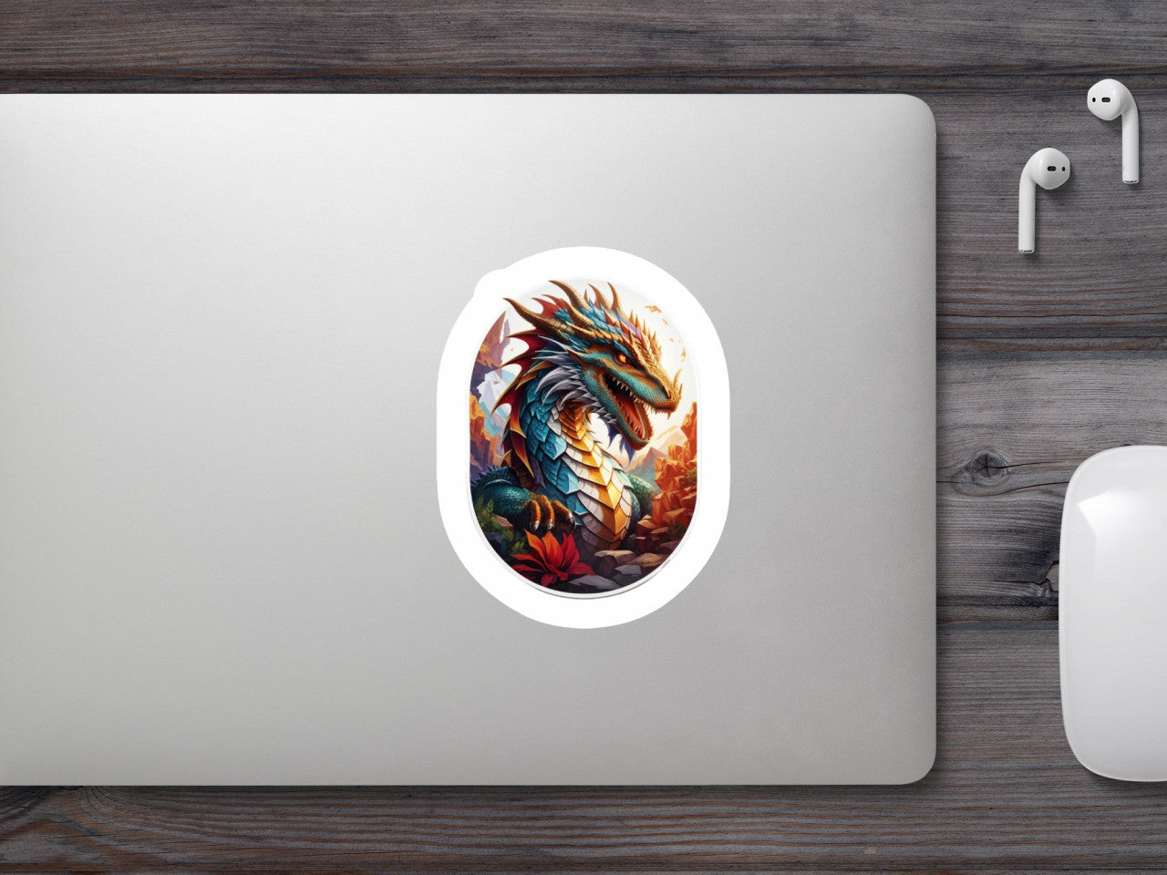 Set 2 bucati, Sticker decorativ, Cap de dragon, Rezistent la apa, NO5193, 16 cm, Multicolor