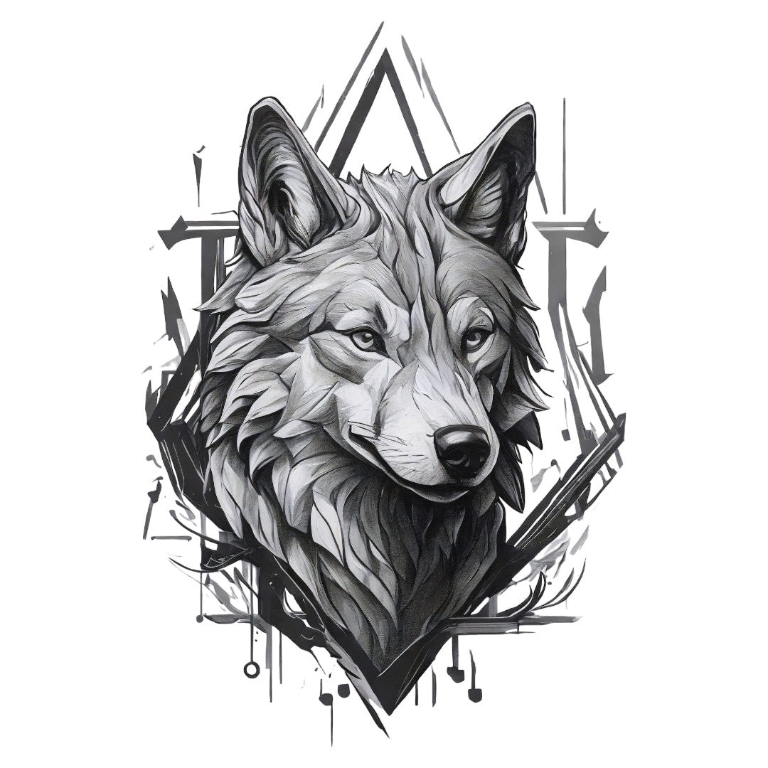 Set 2 bucati, Sticker decorativ, Cap de lup profil, Rezistent la apa, NO6655, 16 cm, Multicolor