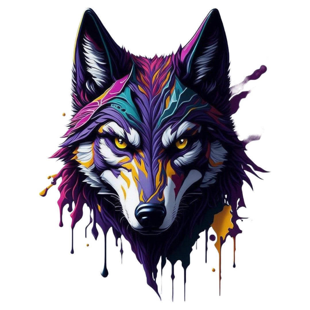 Set 2 bucati, Sticker decorativ, Cap de lup, Rezistent la apa, NO6560, 16 cm, Multicolor