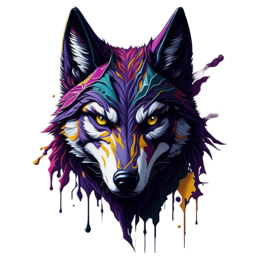 Set 2 bucati, Sticker decorativ, Cap de lup, Rezistent la apa, NO6560, 16 cm, Multicolor