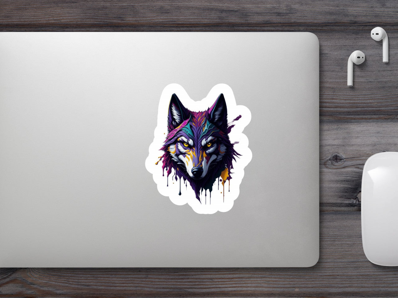 Set 2 bucati, Sticker decorativ, Cap de lup, Rezistent la apa, NO6560, 16 cm, Multicolor