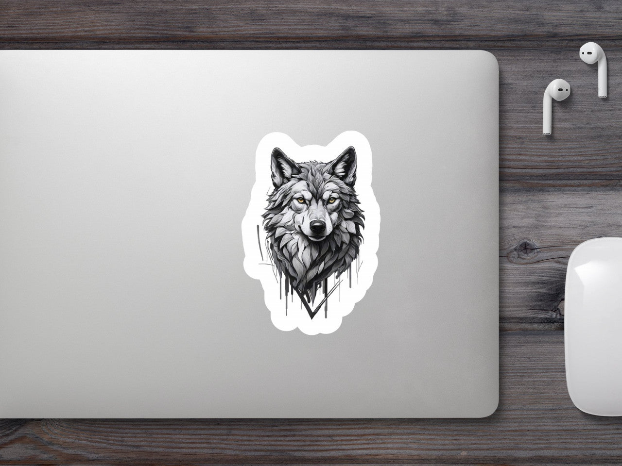 Set 2 bucati, Sticker decorativ, Cap de lup, Rezistent la apa, NO6656, 16 cm, Multicolor