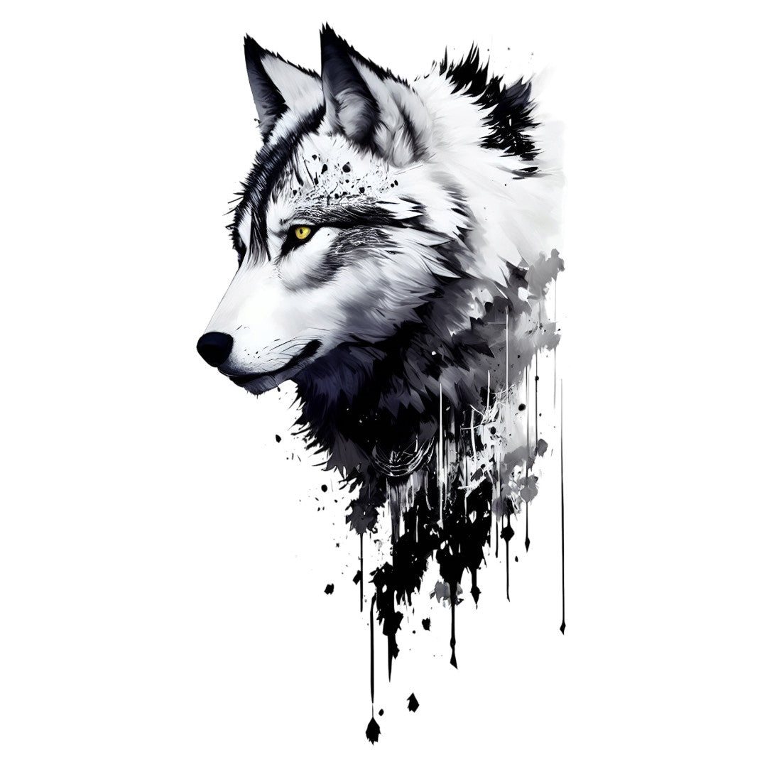 Set 2 bucati, Sticker decorativ, Cap de lup, Rezistent la apa, NO6678, 16 cm, Multicolor