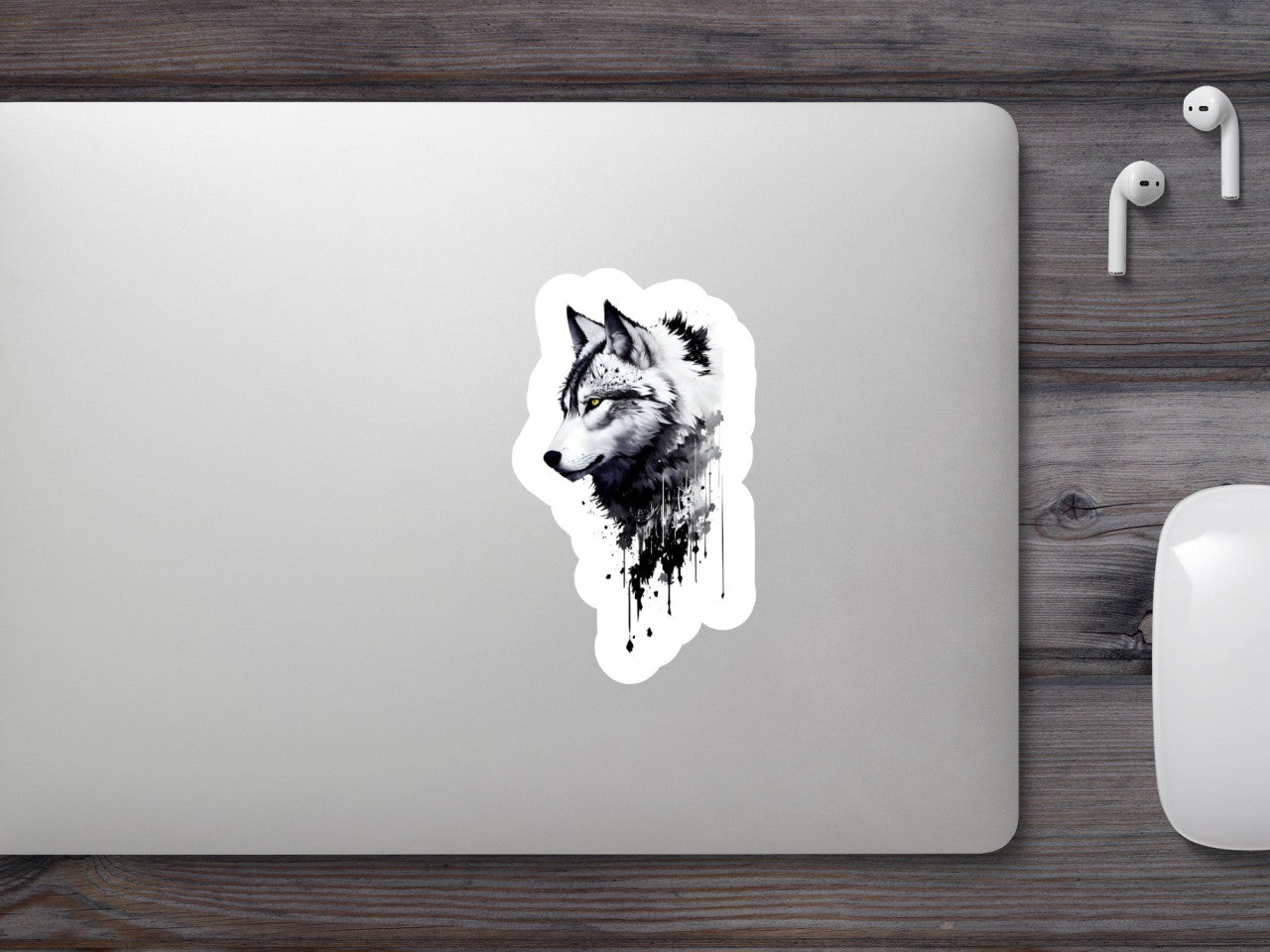 Set 2 bucati, Sticker decorativ, Cap de lup, Rezistent la apa, NO6678, 16 cm, Multicolor