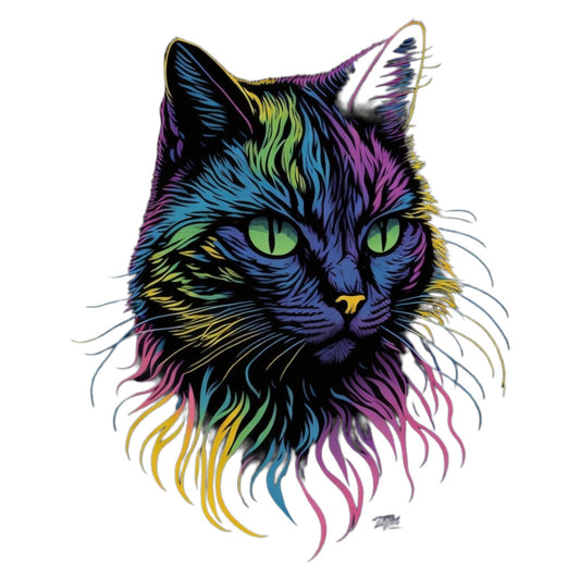 Set 2 bucati, Sticker decorativ, Cap de pisica, Rezistent la apa, NO7004, 16 cm, Multicolor