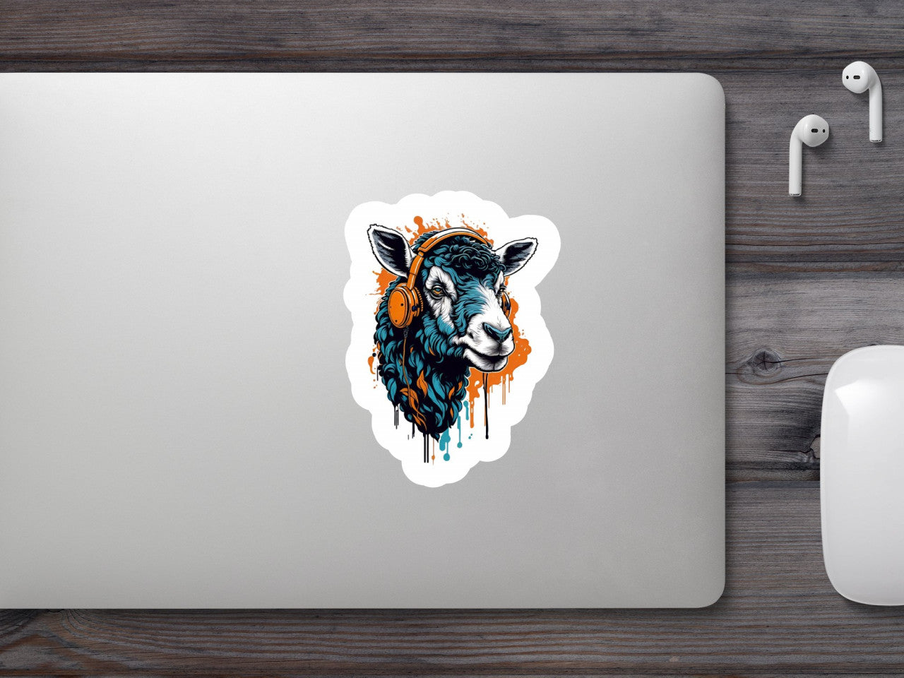 Set 2 bucati, Sticker decorativ, Capra cu casti, Rezistent la apa, NO6648, 16 cm, Multicolor