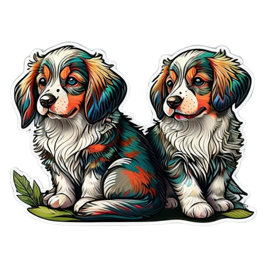 Set 2 bucati, Sticker decorativ, Catei setter englez, Rezistent la apa, NO6931, 16 cm, Multicolor