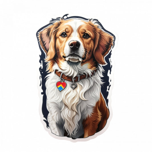 Set 2 bucati, Sticker decorativ, Catel brittany cu medalion, Rezistent la apa, NO4978, 16 cm, Multicolor