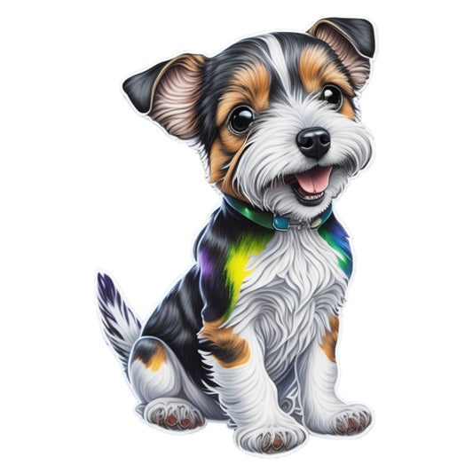 Set 2 bucati, Sticker decorativ, Catel cu pete, Rezistent la apa, NO7000, 16 cm, Multicolor