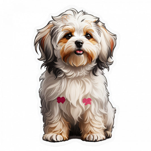 Set 2 bucati, Sticker decorativ, Catel havanez carliontat, Rezistent la apa, NO5377, 16 cm, Multicolor