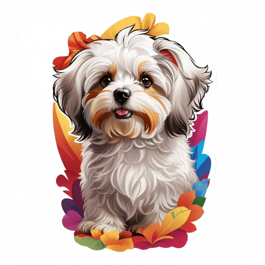 Set 2 bucati, Sticker decorativ, Catel havanez, Rezistent la apa, NO5375, 16 cm, Multicolor