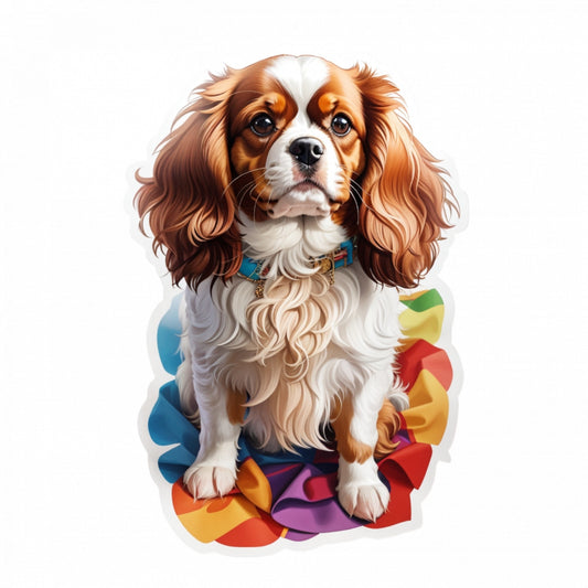 Set 2 bucati, Sticker decorativ, Catel Spaniel, Rezistent la apa, NO5048, 16 cm, Multicolor