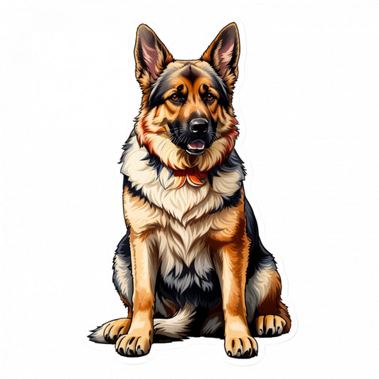 Set 2 bucati, Sticker decorativ, Ciobanesc german cu medalion, Rezistent la apa, NO5312, 16 cm, Multicolor