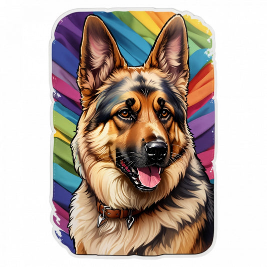 Set 2 bucati, Sticker decorativ, Ciobanesc german cu zgarda, Rezistent la apa, NO5306, 16 cm, Multicolor