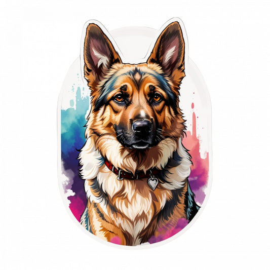 Set 2 bucati, Sticker decorativ, Ciobanesc german, Rezistent la apa, NO5309, 16 cm, Multicolor