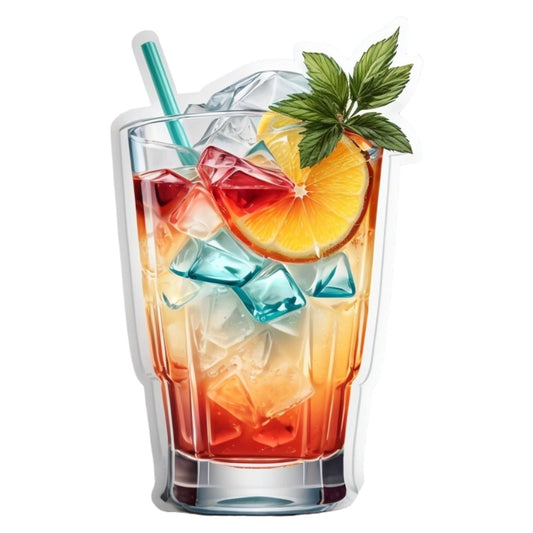 Set 2 bucati, Sticker decorativ, Cocktail cu menta, Rezistent la apa, NO7017, 16 cm, Multicolor