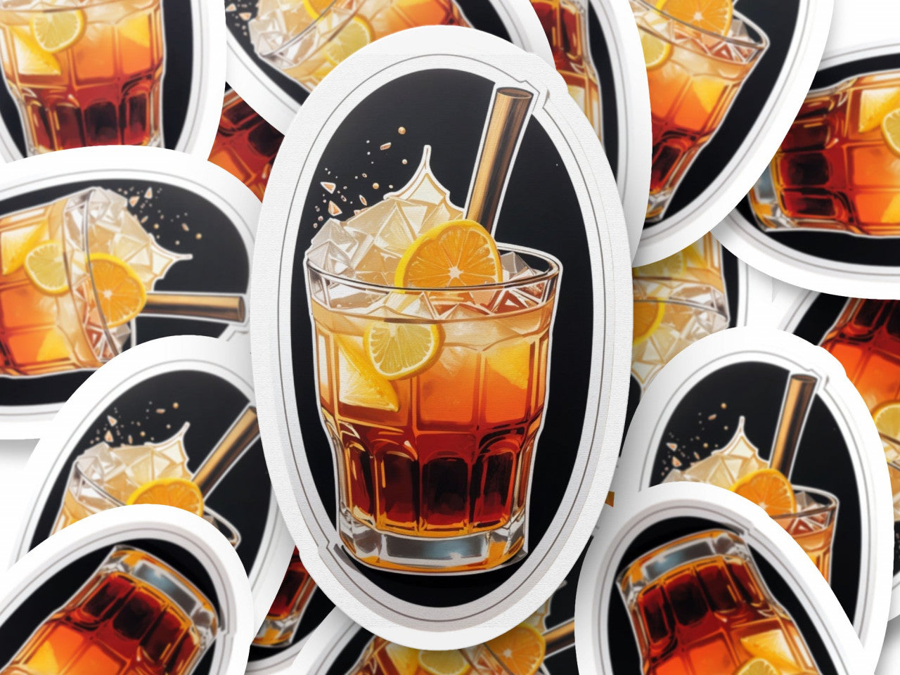 Set 2 bucati, Sticker decorativ, Cocktail cu rom, Rezistent la apa, NO5420, 16 cm, Multicolor