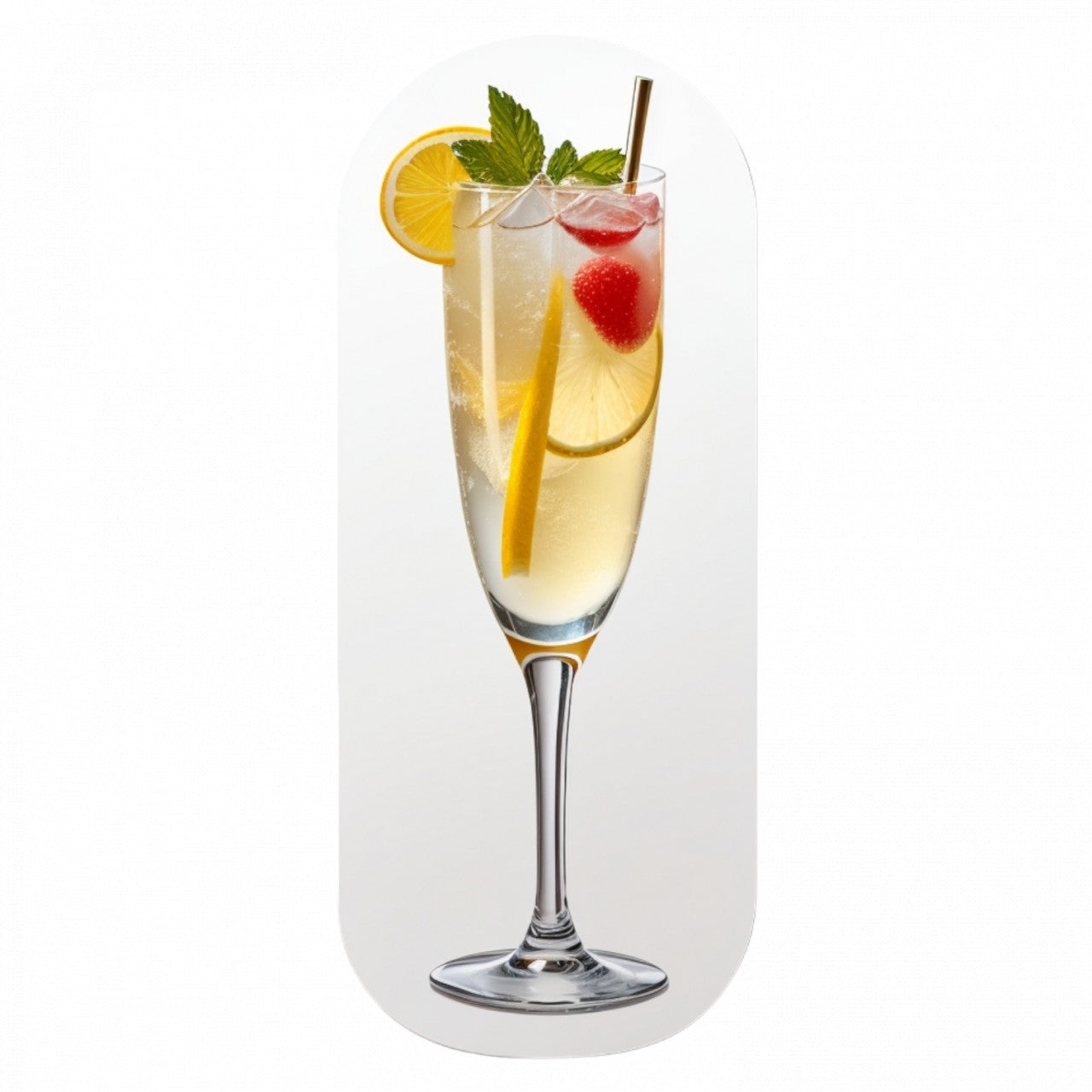 Set 2 bucati, Sticker decorativ, Cocktail frantuzesc cu capsune si menta, Rezistent la apa, NO5280, 16 cm, Multicolor