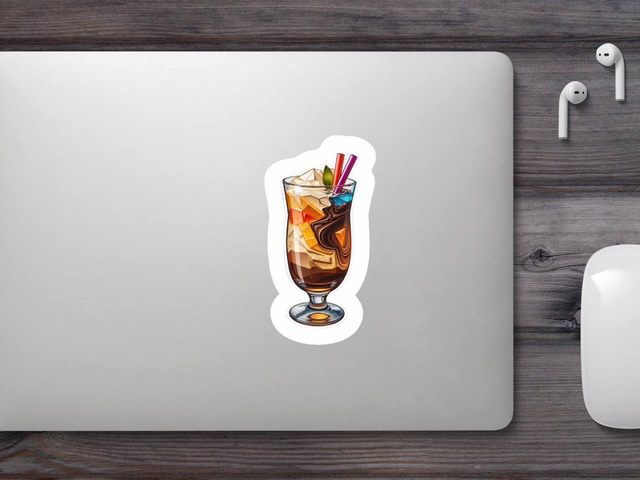 Set 2 bucati, Sticker decorativ, Cocktail Mudslide cu ciocolata, Rezistent la apa, NO5634, 16 cm, Multicolor