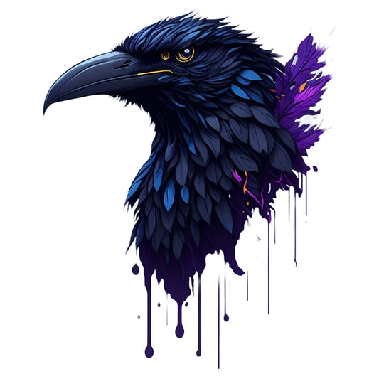 Set 2 bucati, Sticker decorativ, Corbul de metal, Rezistent la apa, NO6559, 16 cm, Multicolor