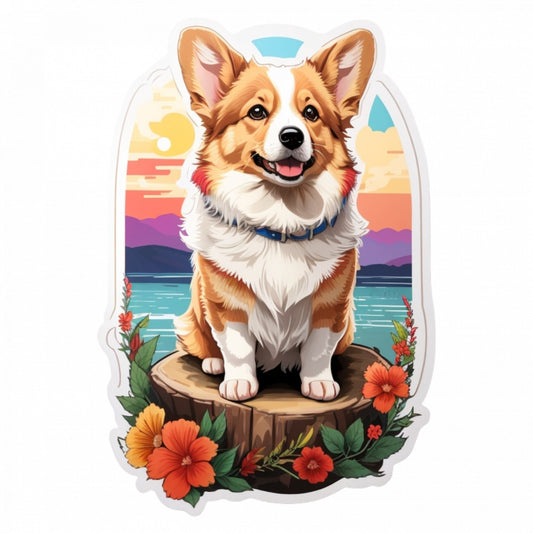 Set 2 bucati, Sticker decorativ, Corgi galez Pembroke, Rezistent la apa, NO5731, 16 cm, Multicolor