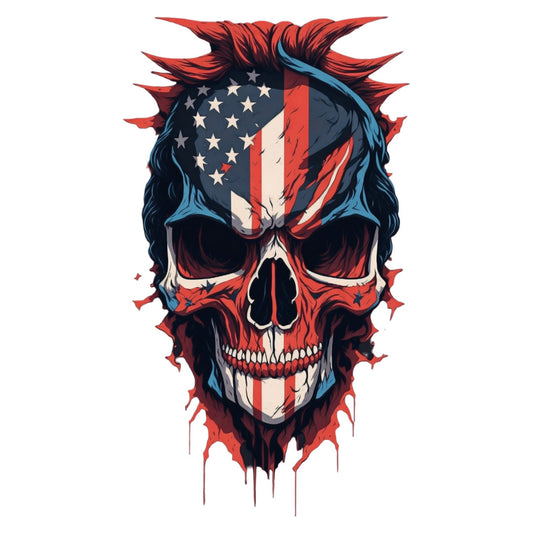 Set 2 bucati, Sticker decorativ, Craniu America, Rezistent la apa, NO6150, 16 cm, Multicolor