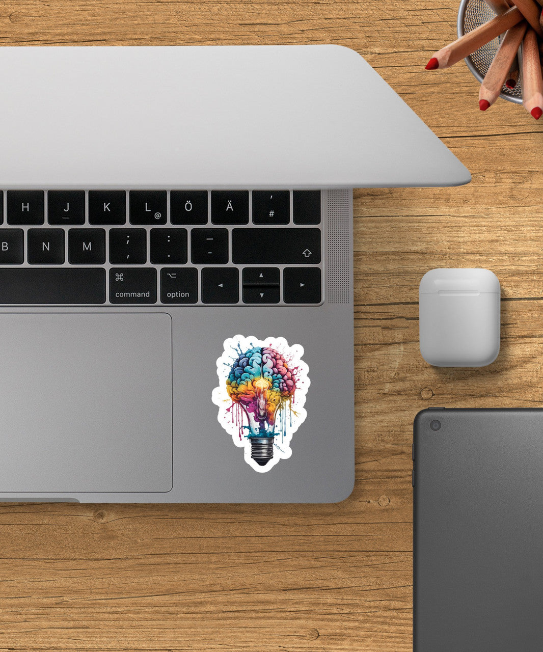 Set 2 bucati, Sticker decorativ, Creierul din bec, Rezistent la apa, NO6203, 16 cm, Multicolor