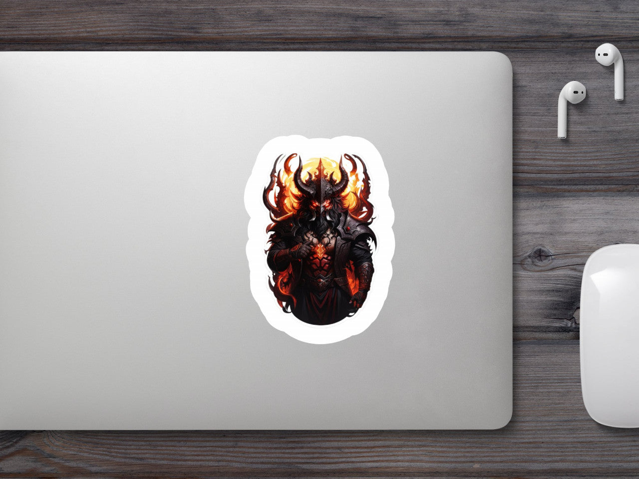 Set 2 bucati, Sticker decorativ, Demonul Asmodeus in armura, Rezistent la apa, NO4841, 16 cm, Multicolor