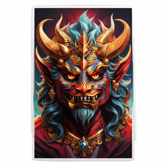 Set 2 bucati, Sticker decorativ, Demonul Paimon cu coarne si colti, Rezistent la apa, NO5703, 16 cm, Multicolor