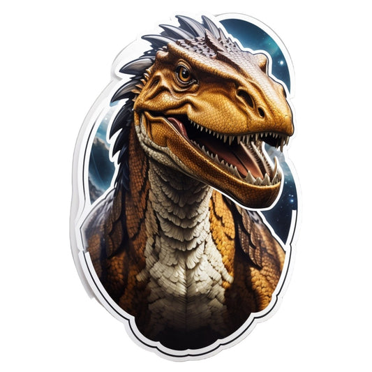 Set 2 bucati, Sticker decorativ, Dinozaur Allosaurus, Rezistent la apa, NO6123, 16 cm, Multicolor