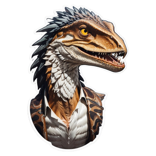 Set 2 bucati, Sticker decorativ, Dinozaur Velociraptor, Rezistent la apa, NO6134, 16 cm, Multicolor