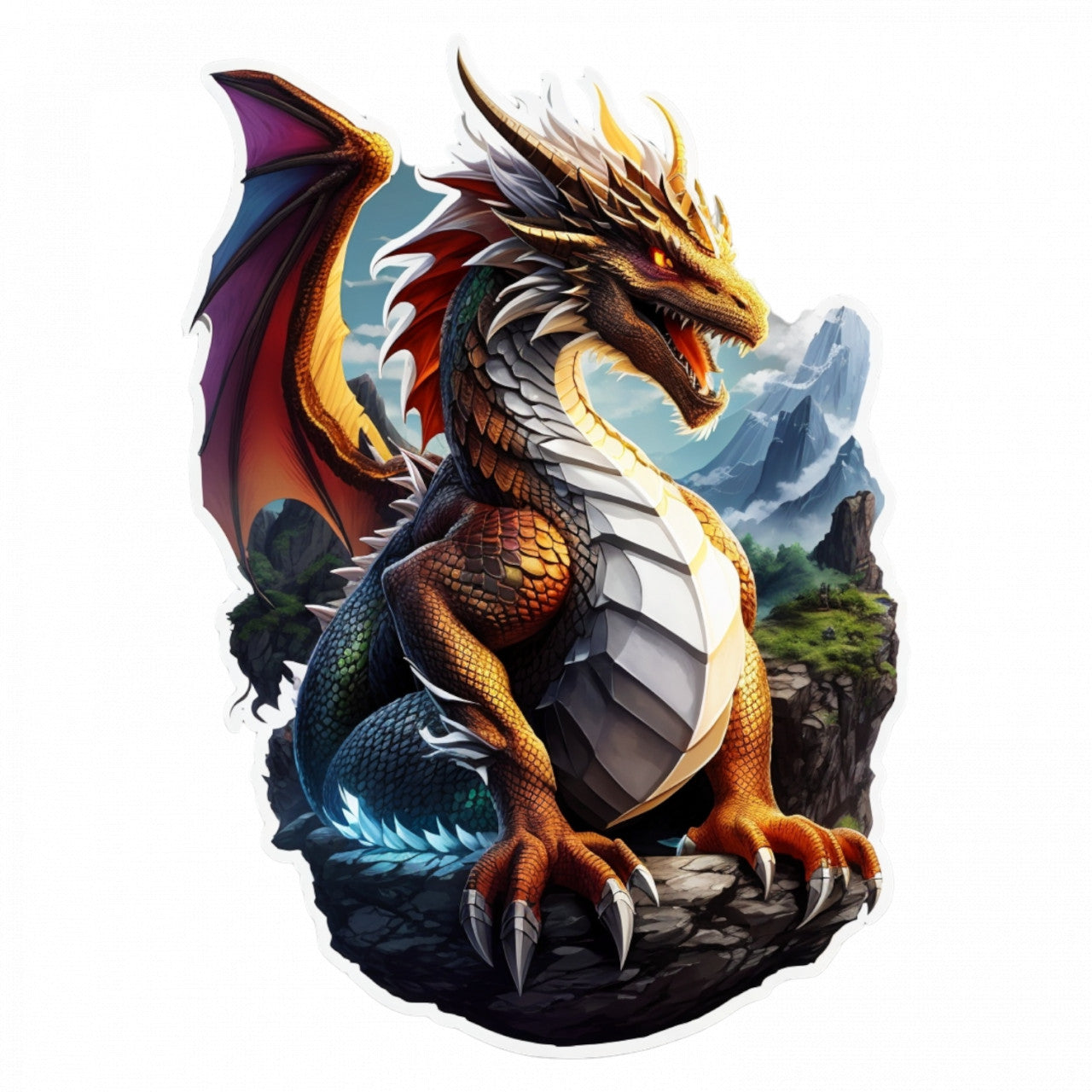 Set 2 bucati, Sticker decorativ, Dragon mitologic, Rezistent la apa, NO5192, 16 cm, Multicolor