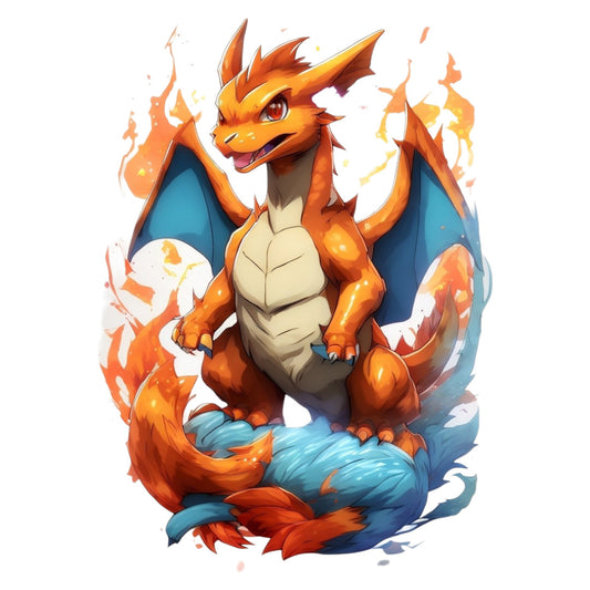 Set 2 bucati, Sticker decorativ, Dragon Pokemon, Rezistent la apa, NO7034, 16 cm, Multicolor